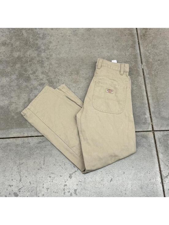 Dickies Pants - vintage dickies beige relaxed baggy fit dungaree cargo pants size 0 WOMENS